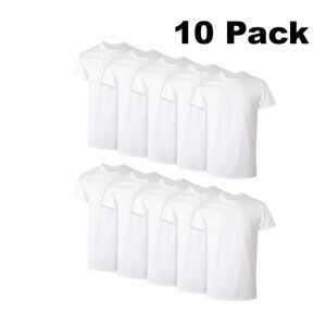 White T-Shirt Undershirts, 10-Pack, Best Cotton Undershirts, Stay-Tucked T-Shirt